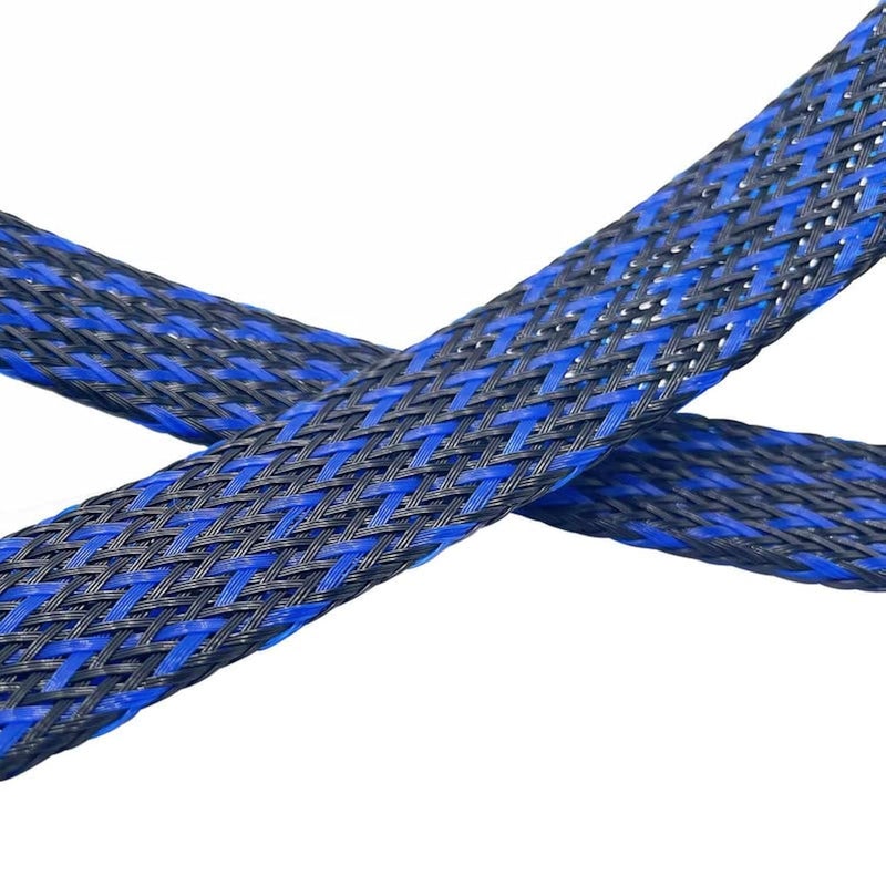 Aibole 25Ft-1/4inch PET Expandable Braided Wire Sleeving,Wire Loom Cable Sleeve for TV,Computer,Home Theater,Automotive,Home Industrial,Electrical Wires,Chemical,Protect Cat from Chewing Cords,BlackBlue - Image 1